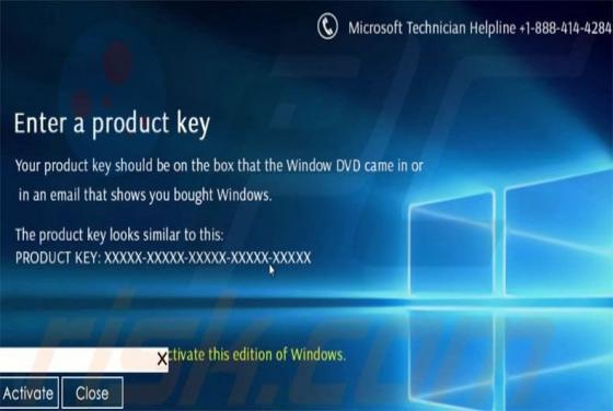 Enter A Product Key Scam