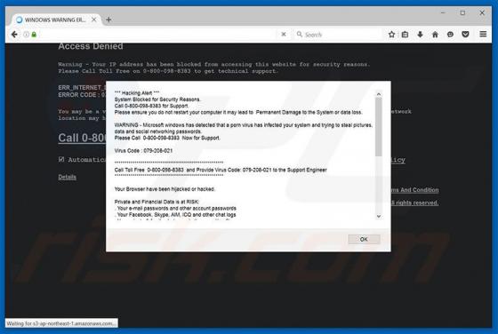 Hacking Alert Scam