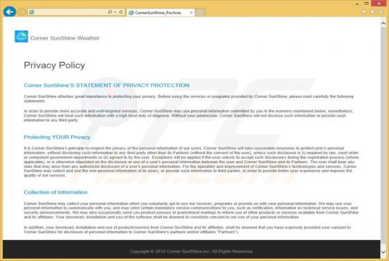 Corner Sunshine Adware