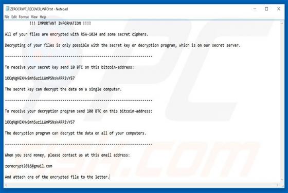 ZeroCrypt Ransomware