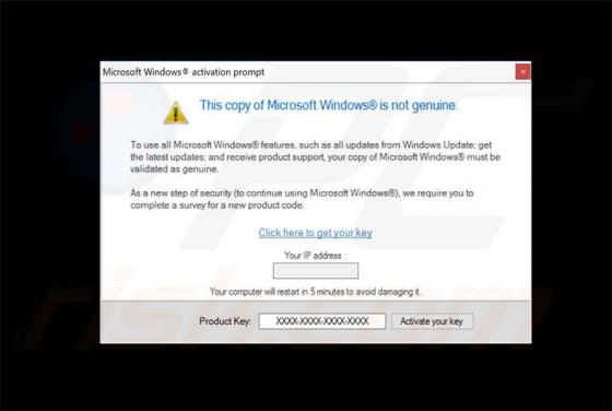 Microsoft Windows Is Not Genuine Scam