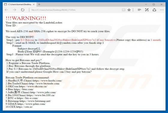LambdaLocker Ransomware