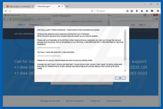 CRITICAL ALERT FROM WINDOWS Scam