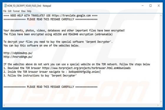 Serpent Ransomware