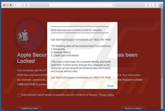 YahLover.worm Infection Scam (Mac)