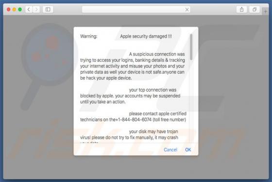 Apple Security Damaged Scam (Mac)