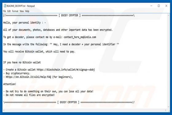 Enjey Crypter Ransomware
