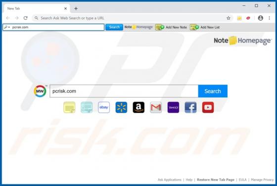 NoteHomepage Toolbar