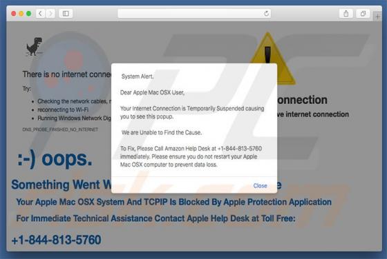 Your Internet Connection Is Temporarily Suspended Scam (Mac)