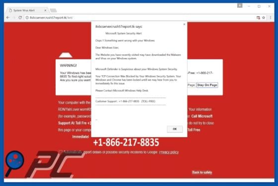 Microsoft System Security Alert Scam