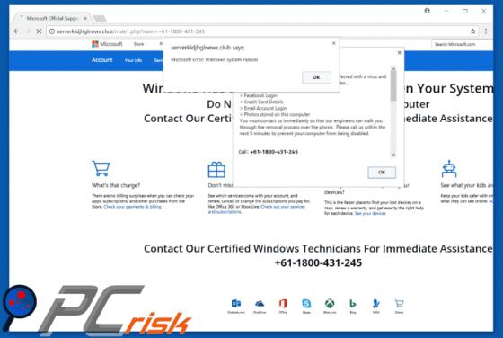 Unknown System Failure! Scam