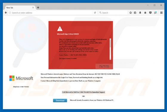 Microsoft Edge Critical ERROR Scam