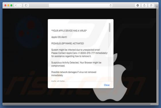 YOUR APPLE DEVICE HAS A VIRUS Scam (Mac)