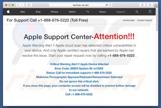 Apple Support Center - Attention!! Scam (Mac)