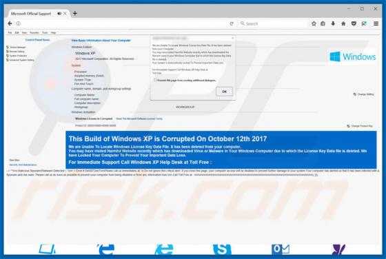 Unable to Locate Windows License Key Scam