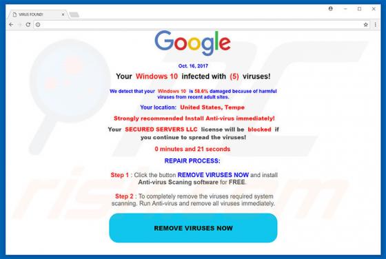 Your Windows Infected With Viruses Scam