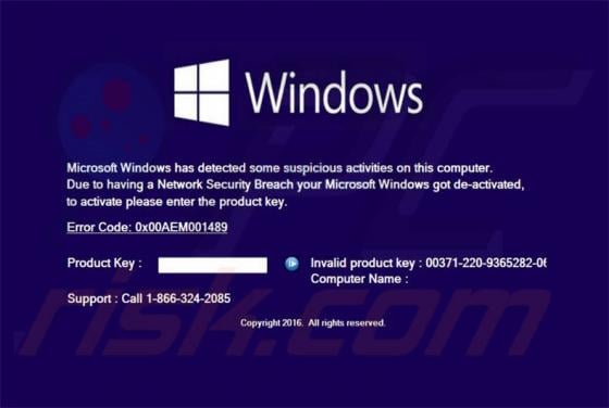 Microsoft Windows Got De-Activated Scam