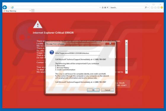 Internet Explorer Critical ERROR Scam