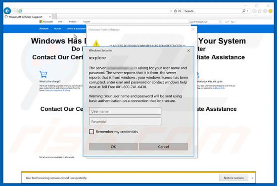 Microsoft Has Detected A Malicious Virus Scam