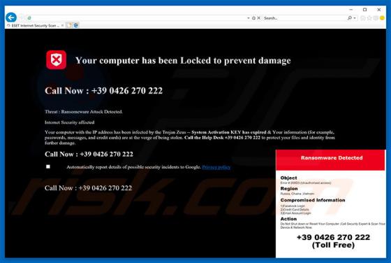 Your Computer Has Been Locked POP-UP Virus