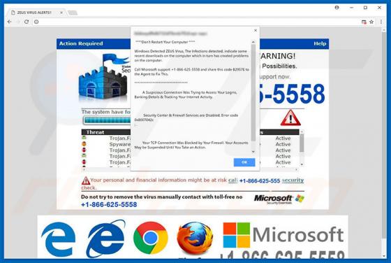 Windows Detected ZEUS Virus Scam