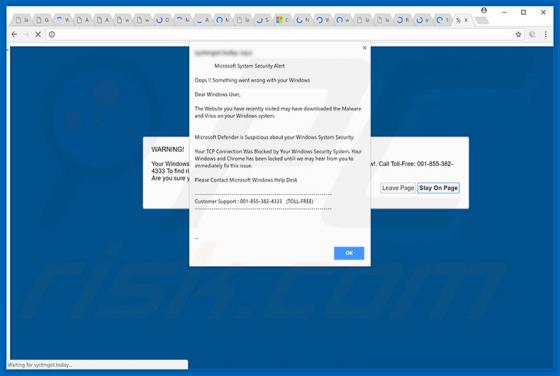 Oops!! Something Went Wrong With Yours Windows Scam