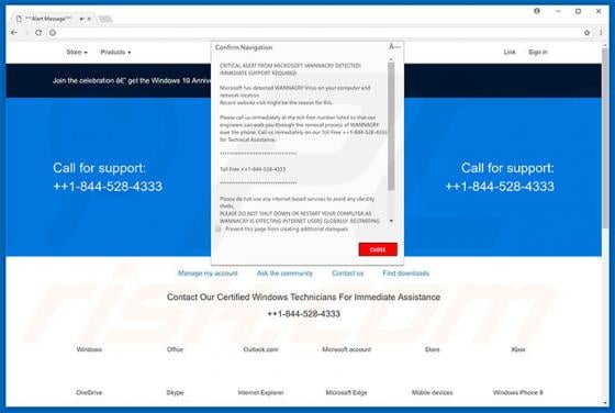 Critical Alert WANNACRY DETECTED POP-UP Scam