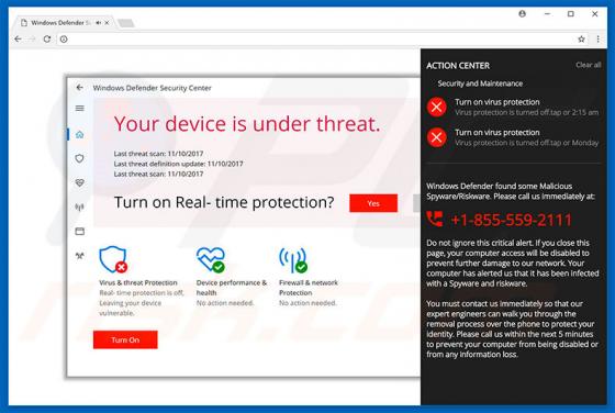 ACTION CENTER Scam