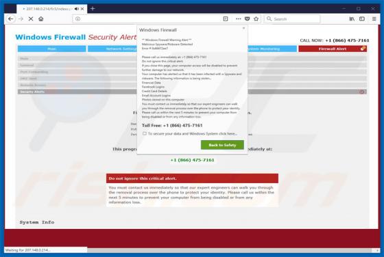 Windows Firewall Warning Alert Scam
