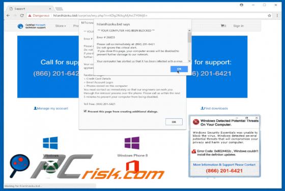 Windows Detected Potential Threats On Your Computer Scam