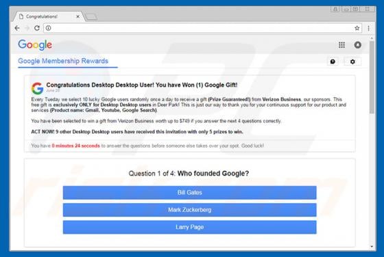 You Have Won A Google Gift Scam