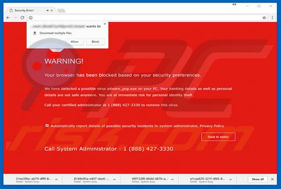 Browser Blocked Based On Your Security Preferences Scam