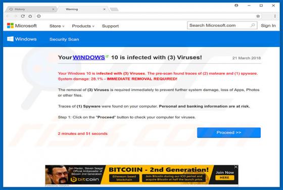 Your Windows 10 Is Infected With 3 Viruses Scam