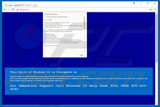 This Build Of Windows 10 Is Corrupted POP-UP Scam