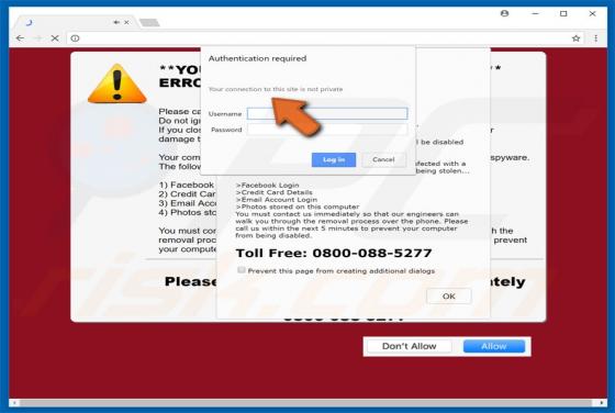 Your Connection To This Site Is Not Private POP-UP Scam