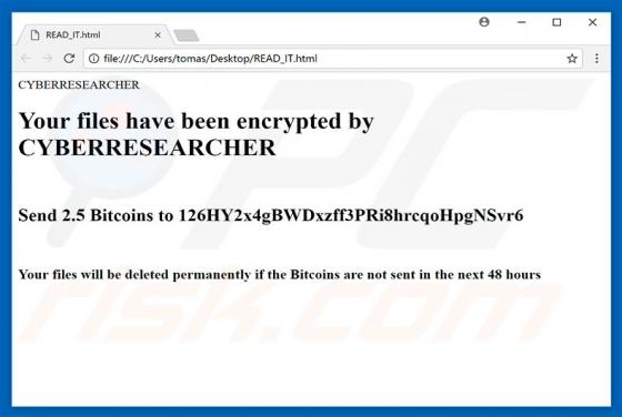 CYBERRESEARCHER Ransomware