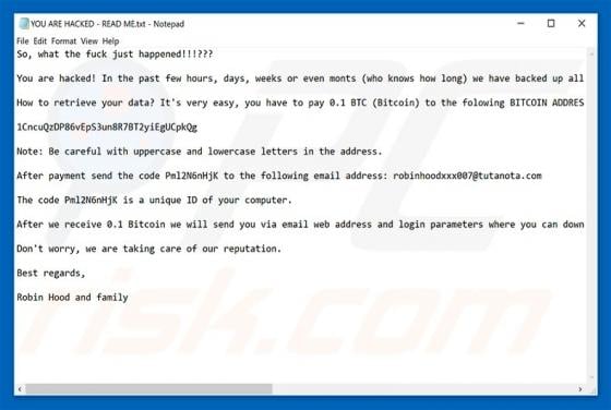Robin Hood And Family Ransomware