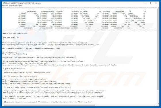 OBLIVION Ransomware