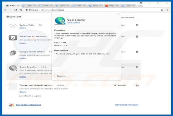 Quick Searcher Adware