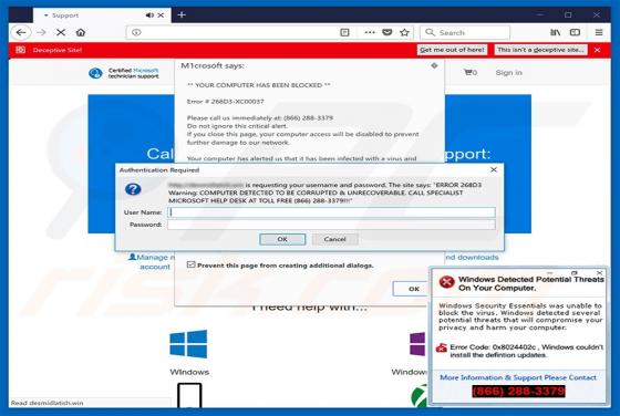 Computer Detected To Be Corrupted POP-UP Scam