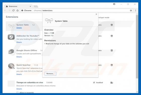 System Table Adware