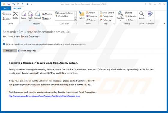 You Have A Santander Secure Email SPAM