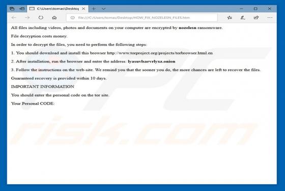 Nozelesn Ransomware