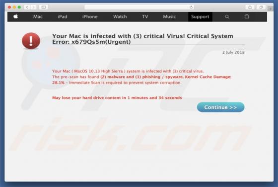 Critical System Error: x679Qs5m POP-UP Scam (Mac)