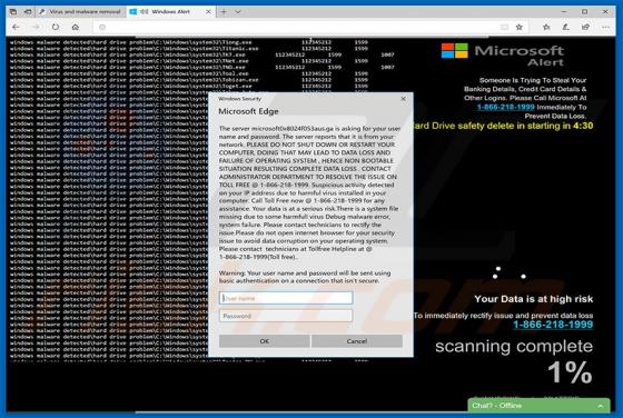 Microsoft Alert Your Data Is At High Risk POP-UP Scam
