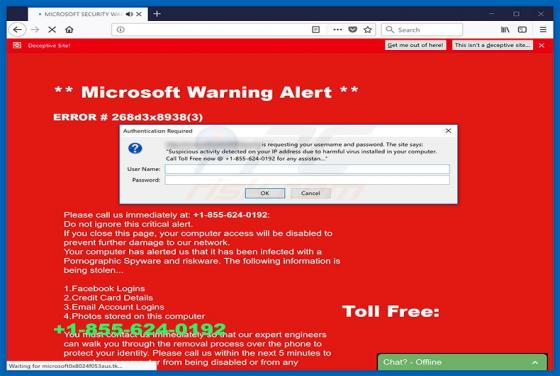 ERROR 268d3x8938 POP-UP Scam