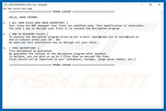 HYENA LOCKER Ransomware
