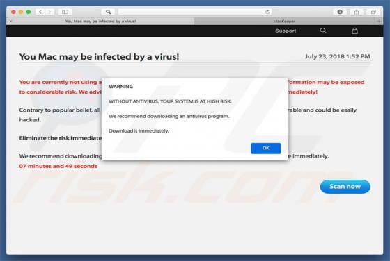 You Mac May Be Infected By A Virus! POP-UP Scam (Mac)