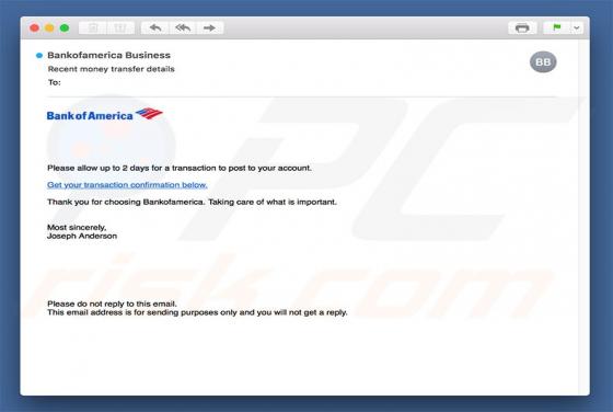 Bank Of America Email Virus