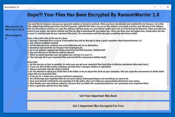 RansomWarrior Ransomware